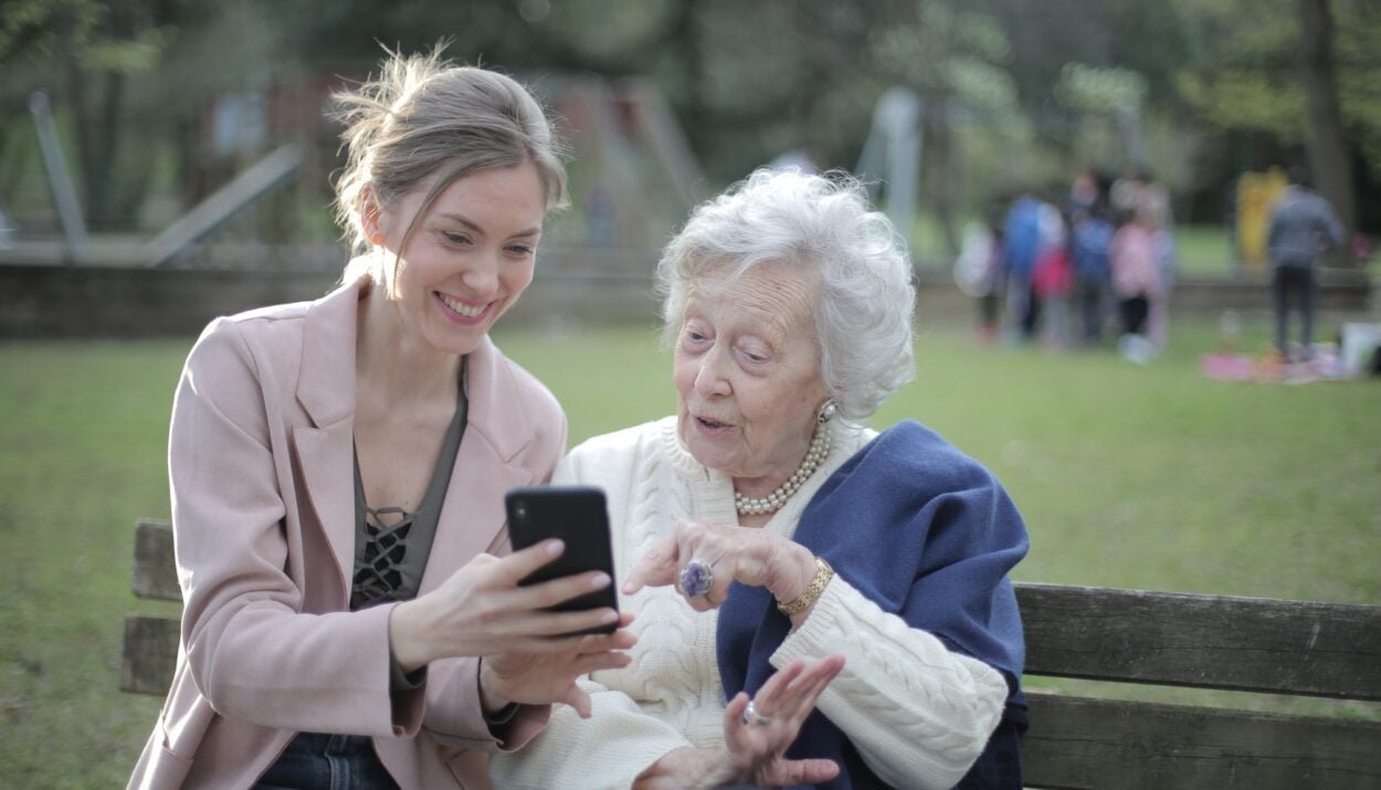 Women using phone