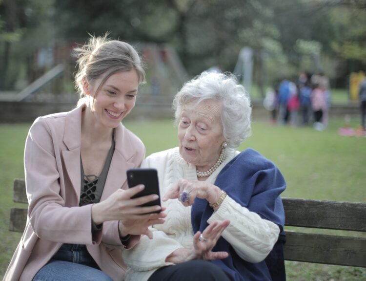 Women using phone